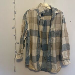 Women’s Button Down Shirt - Blue and Tan